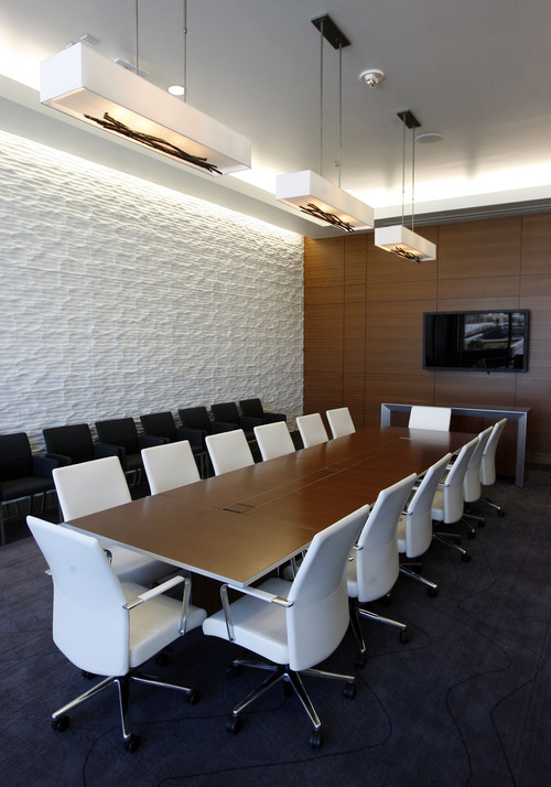 Francisco Kjolseth  |  The Salt Lake Tribune
The Executive board room is just one of the unique elements of the new Utah Valley Convention Center on the corner of Center Street and Freedom Blvd. in Provo as crews put the finishing touches on the building for the official opening on May 12.