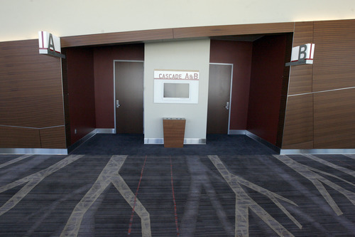 Francisco Kjolseth  |  The Salt Lake Tribune
The Utah Valley Convention Center which officially opens May 12 has some unique design elements as crews are busy putting the finishing touches on the new building on Wednesday, May 9, 2012 in Provo.