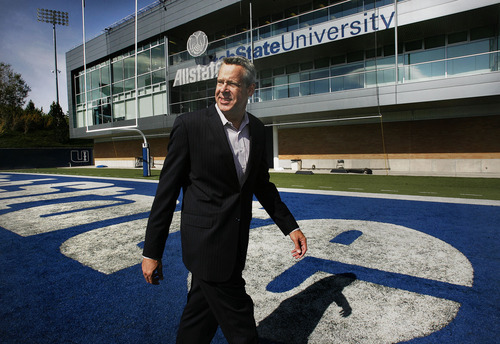 Tribune file photo
Scott Barnes, who successfully took over Utah State's struggling athletic department in 2008, faces enormous new budget challenges now that the university has joined the Mountain West Conference.