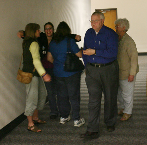 Steve Griffin/The Salt Lake Tribune


Susan Powell's sister, Denise Cox, second from left, gets a hug following the guilty verdicts in the Steve Powell trial in Judge Ronald E. Culpepper's courtroom in the Pierce County Superior Court in Tacoma, Washington Wednesday May 16, 2012. Powell was found guilty on all 14 counts.