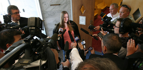 Steve Griffin/The Salt Lake Tribune


An emotional Alina Powell talks to the media following her father, Steve Powell's, trail in the Pierce County Superior Court in Tacoma, Washington Wednesday May 16, 2012. Steve Powell was found guilty on all 14 counts of voyeurism.