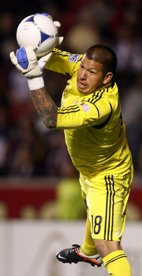 Steve Griffin/The Salt Lake Tribune


RSL goal keeper Nick Rimando makes a diving stop during the RSL versus Montreal soccer game at Rio Tinto Stadium in Sandy Wednesday April 4, 2012.
