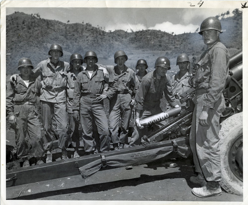 Tribune file photo

Lt. Col. Barney D. White, of Midvale, Utah, loads the 100,00th Howitzer shell fired during the Korean War. The photo is was taken on June 12, 1951.