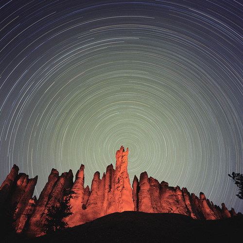 Francisco Kjolseth | Tribune file photo
Known as one of the darkest places in the country, Bryce Canyon National Park in southern Utah is a spectacular place to view the night sky.  Captured on a film exposure of 6hrs, stars form long trails as the earth rotates on its axis during a dark new moon cycle.
