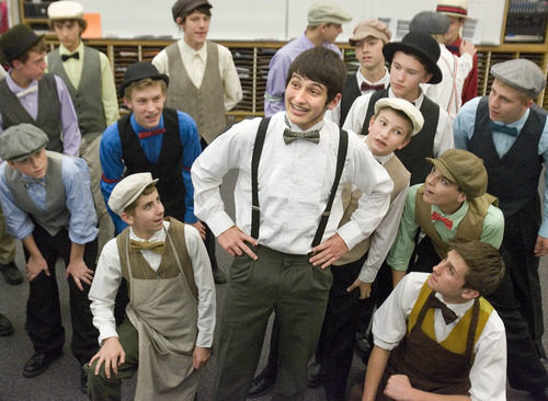 Paul Fraughton / Salt Lake Tribune
Taylor Bangerter, playing Horace Vandergelder in Centerville Jr. High School's production of 