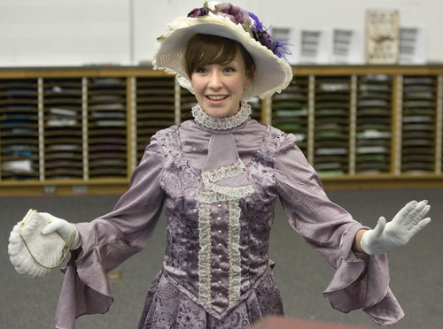 Paul Fraughton / Salt Lake Tribune
Savannah Moffat, playing the title role of Dolly Levi in Centerville Jr. High School's production of 