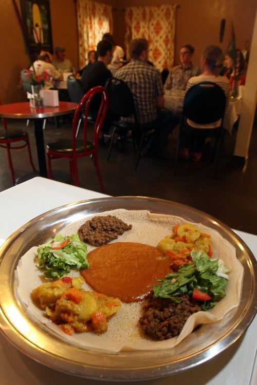 Rick Egan  | The Salt Lake Tribune 
Red Sea brings Ethiopian and Eritrean dining to Sugar House in Salt Lake City, offering vegetarian, meat and poultry dishes in a quiet respite off 2100 South. Pictured, vegetable combination plate.
