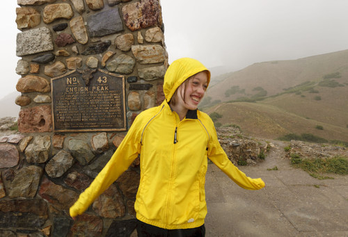 Trent Nelson  |  The Salt Lake Tribune
Hannah Klassen climbed Ensign Peak in Salt Lake City on Saturday. Klassen, a Cedar Middle School seventh-grader, has visited all 29 counties and all of the national parks, national monuments and LDS Temple sites located in the state. She certainly took her Utah history social studies course to a whole new level.