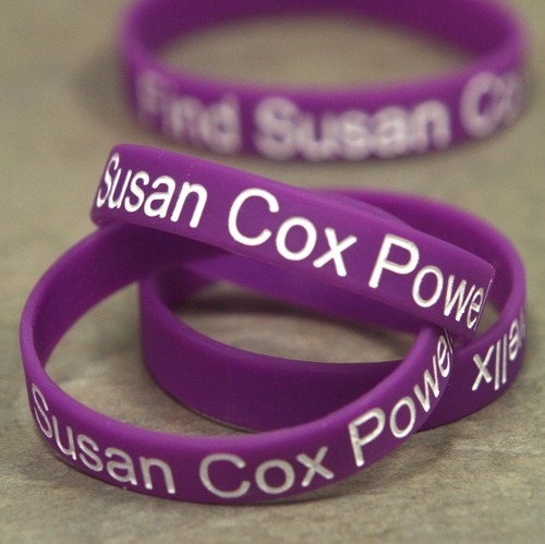 Rick Egan  | The Salt Lake Tribune 

Susan Powell bracelets at the Hunter Library on Monday. Friends and family of missing West Valley City woman Susan Cox Powell gathered donations for the Christmas Box House, at the Hunter Library in West Valley City.