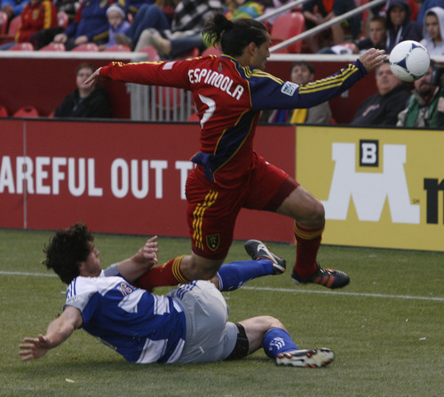 Rick Egan  | The Salt Lake Tribune 

Real Salt Lake's Fabian Espindola (7), in MLS soccer action, Real Salt Lake vs FC Dallas, in Sandy, Saturday, May 26, 2012.