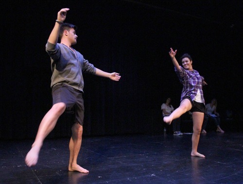 Rick Egan  | The Salt Lake Tribune 

Tyson Wolcott and Natale McAneney perform in the Westminster theater project, 