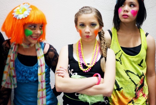 Kim Raff | The Salt Lake Tribune
(from left) Takoda Bunderson, Britney Blanke and Leila Israel all from the Fafinette show line up backstage during the Avalon School of Cosmetology's Fantasy Hair Show at Peery's Egyptian Theater in Ogden on Saturday, June 2, 2012.