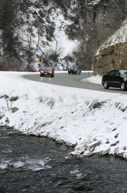 Scott Sommerdorf  |  Tribune file photo             
Highway crews will install a cable barrier on this curve in Logan Canyon where more than two dozen accidents have occurred in recent years -- including 16 slide-offs into the river.