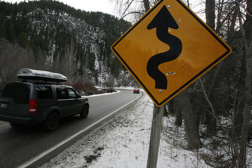 Scott Sommerdorf  |  Tribune file photo             
Looking southwest about halfway between mile markers 473 and 474 on Highway 89 through Logan Canyon. The photo was taken last January.