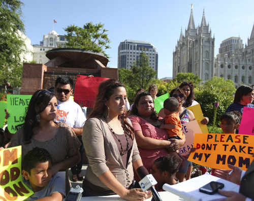 Lennie Mahler  |  Tribune file photo
Sisters Silvia, Barbara and Laura Avelar have been given a reprieve from their June 15 scheduled deportation to Mexico. Monday, the three held a news conference outside LDS Temple Square in Salt Lake City to plead for help in their case.
