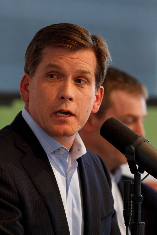 Trent Nelson  |  The Salt Lake Tribune
Mark Crockett speaks at a debate between Mike Winder and Crockett, the two Republican candidates for Salt Lake County mayor Wednesday, June 6, 2012 in Salt Lake City, Utah. The debate was put on by the Utah Taxpayers Association.