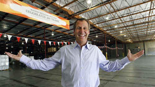 Al Hartmann  |  The Salt Lake Tribune
Tim Wilson, president of the Los Angeles-based Ernest Packaging Solutions, is helping celebrate the 100th anniversary of the old Wagner Bag Co., the site of today's Rose Wagner Performing Arts Center in downtown Salt Lake City.  The party will be held at Wagner Packaging Solution's warehouse at 2850 South 900 West in Salt Lake City.