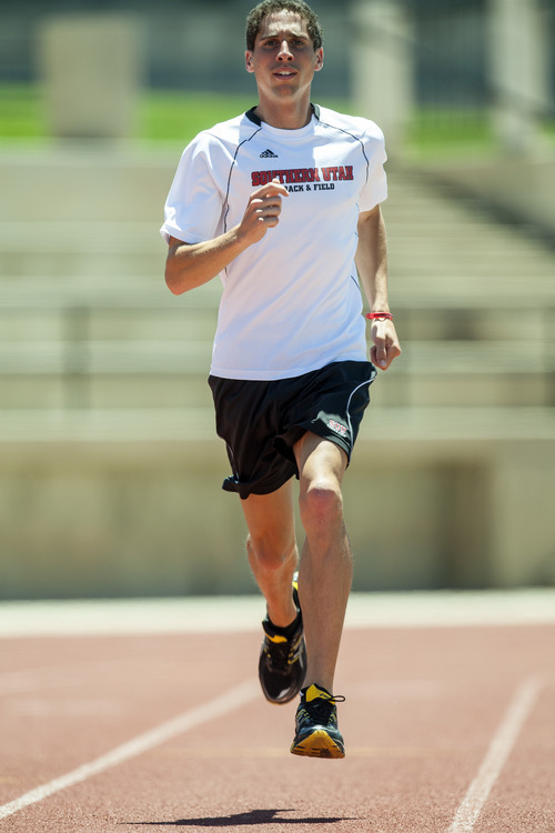 Chris Detrick  |  The Salt Lake Tribune
Southern Utah University senior Cam Levins runs Tuesday May 29, 2012. Levins is an aspiring Olympic runner for Canada.