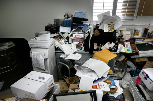 Scott Sommerdorf  |  The Salt Lake Tribune             
K Kay's desk in her bedroom office, Thursday, May 24, 2012.