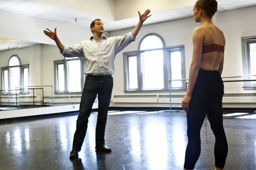 Chris Detrick  |  The Salt Lake Tribune 
Ballet West Artistic Director Adam Sklute works with dancer Katherine Lawrence during a rehearsal of the ballet 