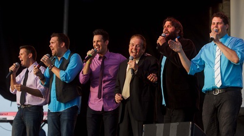 Trent Nelson  |  The Salt Lake Tribune
Alan Osmond joins his sons for a song as the Osmonds 2nd Generation perform at the West Jordan Arena Saturday, June 16, 2012 in West Jordan, Utah.