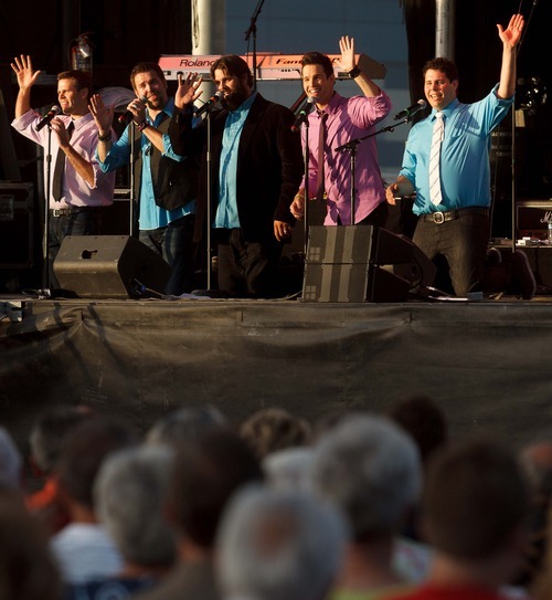 Trent Nelson  |  The Salt Lake Tribune
The Osmonds 2nd Generation perform at the West Jordan Arena Saturday, June 16, 2012 in West Jordan, Utah.