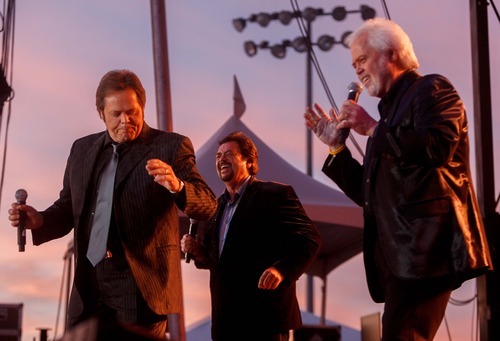 Trent Nelson  |  The Salt Lake Tribune
The Osmond Brothers (Jimmy, Jay and Merrill) perform at the West Jordan Arena Saturday, June 16, 2012 in West Jordan, Utah.