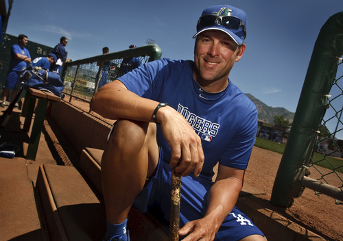 Leah Hogsten  |  The Salt Lake Tribune
Raptors hitting coach Doug Mientkiewicz is a former Salt Lake Buzz player and world champion with the Boston Red Sox in 2004.