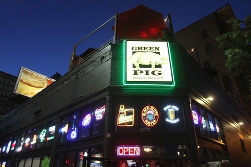 Rick Egan  | The Salt Lake Tribune 

Open Jam night at the Green Pig Pub, in Salt Lake City, Monday, June 11, 2012.