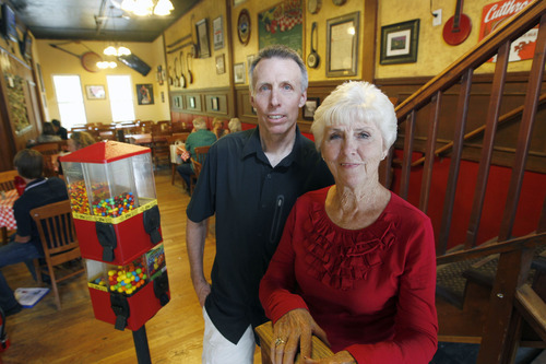 Al Hartmann  |  The Salt Lake Tribune 
Mary Lou Toly and later her son Scott have run the Red Banjo Pizza Parlour in Park City.  She started the business in 1962 turning it from a rough miner's bar to restaurant serving local and toursits.   The restaurant's 50th birthday celebration will take place Sunday.