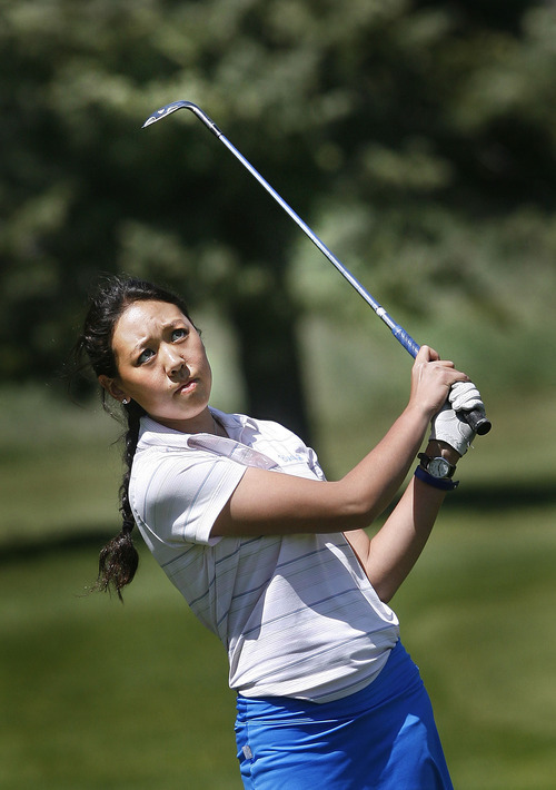 Scott Sommerdorf  |  The Salt Lake Tribune             
Bingham golfer Sirene Blair plays through the Wasatch Golf Course to prepare for the state championship in 2012. Blair is not just the best girls' golfer in high school, she's one of the best golfers in Utah -- man or woman.