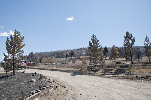 Michael Mangum  |  Special to the Tribune

The property of Dave Taylor is shown on Wednesday, June 27, 2012 after his house was completely destroyed when the Wood Hollow fire ripped through the area of Indianola, Sanpete county earlier in the week.
