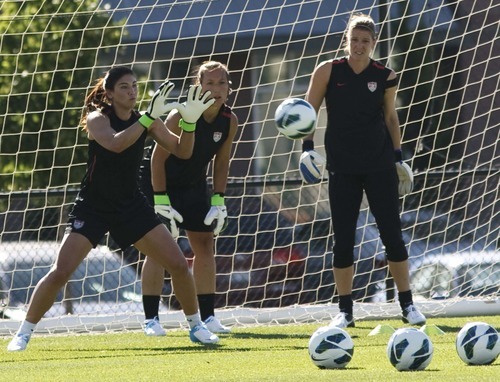 Leah Hogsten  |  The Salt Lake Tribune
 The U.S. Women's national soccer team practices Wednesday, June 27, 2012, in Sandy in advance of its Olympic send-off match against Canada at Rio Tinto Stadium on Saturday.