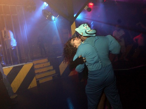 Kim Raff | The Salt Lake Tribune
Shalyssa Daniel, left, and Cameron Paulus dance during Area 51's Disney theme Fetish Ball in Salt Lake City on May 26, 2012. The club has a monthly themed fetish ball on the last Saturday of every month.