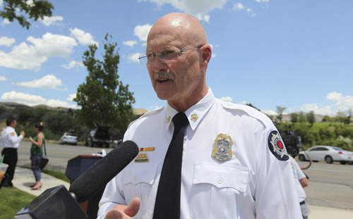 Lennie Mahler  |  The Salt Lake Tribune
Utah Fire Marshal Brent Halladay urges Utahns to use caution and follow local restrictions when setting off fireworks in the dry conditions for the upcoming holidays. In his 41 years working in fire services, he has never seen a summer this dry, Halladay said. Thursday, June 28, 2012.