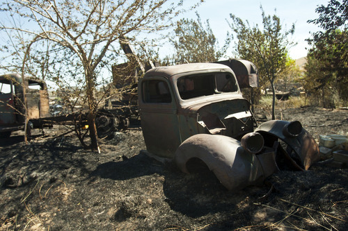 Chris Detrick  |  The Salt Lake Tribune
Damage caused from the Rose Crest Fire in Herriman Saturday June 30, 2012.