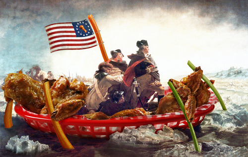 Photo illustration by Francisco Kjolseth  |  The Salt Lake Tribune
What's more American than Washington crossing the Delaware and buffalo wings? The two put together.