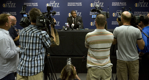 Kim Raff | The Salt Lake Tribune
The Utah Jazz introduce their new trade acquisition Marvin Williams during a press conference at the Jazz practice facility in Salt Lake City, Utah on July 12, 2012.