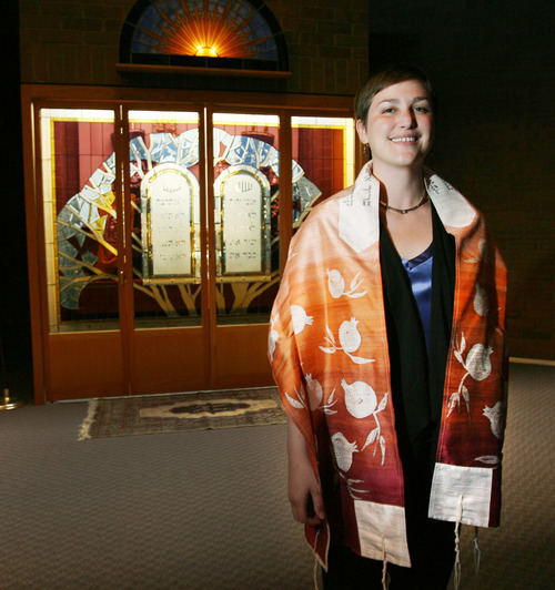 Steve Griffin | The Salt Lake Tribune


 Rabbi Ilana Schwartzman wears her tallit in the sanctuary at Congregation Kol Ami in Salt Lake City on Monday July 9, 2012. Schwartzman got her tallit in Tel Aviv and the pomegranates have a special meaning to her.