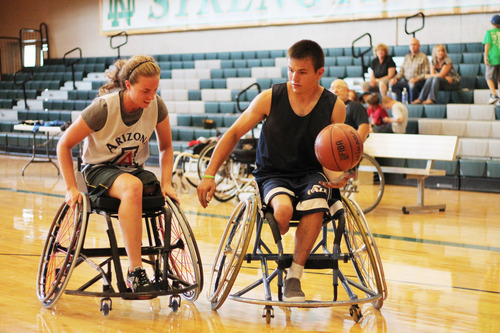 Jack Wang | The Salt Lake Tribune
Sam Blakely attacks the basket in a summer league game at Clearfield Aquatic Center.