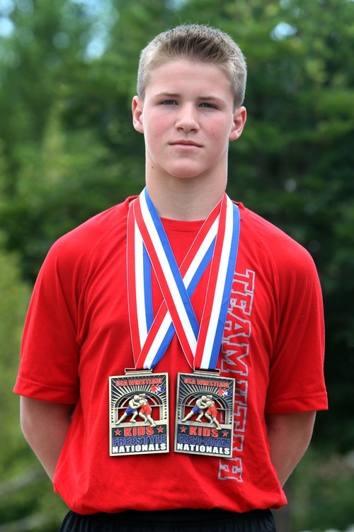 Rick Egan  | The Salt Lake Tribune
Wyatt Koelling, 8th grader from Kaysville recently won two national championships in wrestling at 144 pounds.