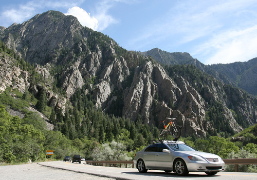 Steve Griffin | The Salt Lake Tribune
Cars make their way up Big Cottonwood Canyon near Storm Mountain on Wednesday, July 18, 2012.