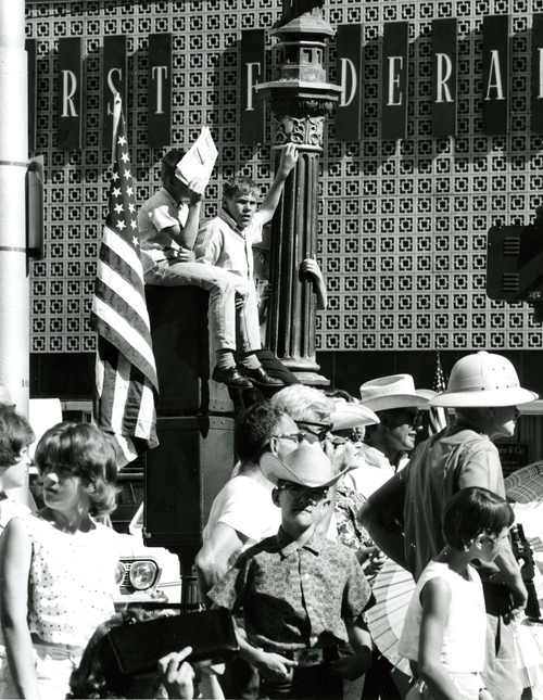 Spectators at the 1964 Days of '47 parade in Salt Lake City.