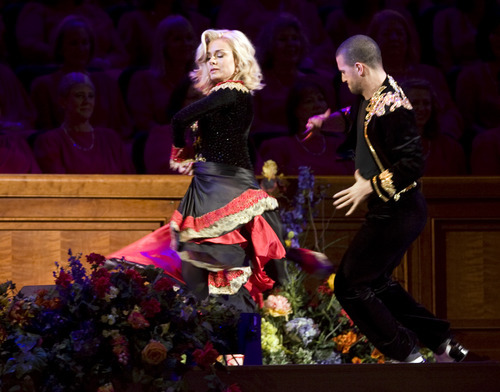 Kim Raff | The Salt Lake Tribune
Katherine Jenkins dances with her Dancing with the Stars partner Mark Ballas during the Pioneer Day concert 
