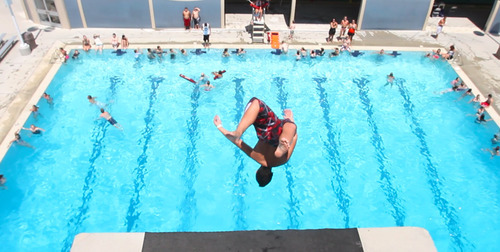 Rick Egan  | The Salt Lake Tribune
Pailate Makona does a back flip off the 10-meter platform high dive at Oquirrh Park Fitness Center in Kearns.