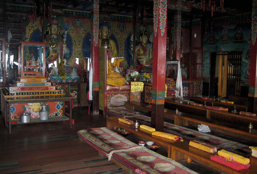 Tony Semerad  |  The Salt Lake Tribune

Interior of the main temple at Nagi Gompa, Nepal, outside the capital Kathmandu. A group of Utah Buddhists traveled to Nagi Gompa in June, as part of a religious pilgrimage to Nepal. Some members of the Utah group took refuge inside the temple during a monsoon downpour while touring the mountainside hermitage.