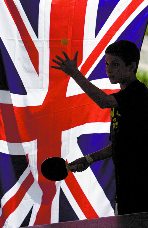 Kim Raff  |  The Salt Lake Tribune
Alex Leaf plays ping pong, a summer Olympic event, during a London Summer Olympics celebration at Utah Olympic Park in Park City, Utah on July 28, 2012.