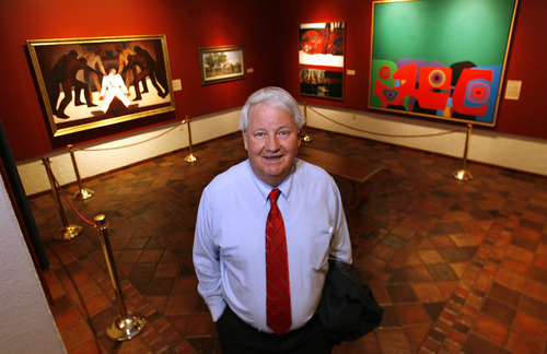 Scott Sommerdorf  |  The Salt Lake Tribune             
Dr. Vern Swanson is retiring as director of the Springville Museum of Art after 32 years. Photographed in the wing filled with art he and his wife donated to the museum, Monday July 30, 2012.