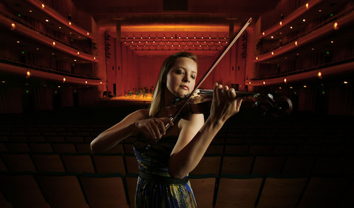 Francisco Kjolseth  |  The Salt Lake Tribune
Violinist Kathryn Eberle, who is starting her second year as associate concertmaster of the Utah Symphony, on the occasion of her performance on an Intermezzo chamber concert.