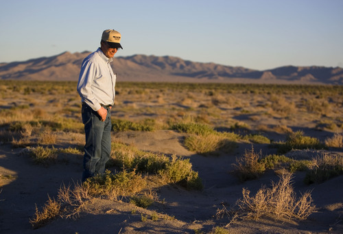 File  |  The Salt Lake Tribune

Rancher Dean Baker looks over what was once a lush meadow in the Snake Valley in this 2008 photo. While the Bureau of Land Management excluded the valley on the Utah-Nevada line from its recently released final Environmental Impact Statement, the battle over groundwater is likely to continue.